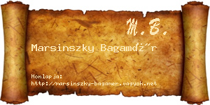 Marsinszky Bagamér névjegykártya